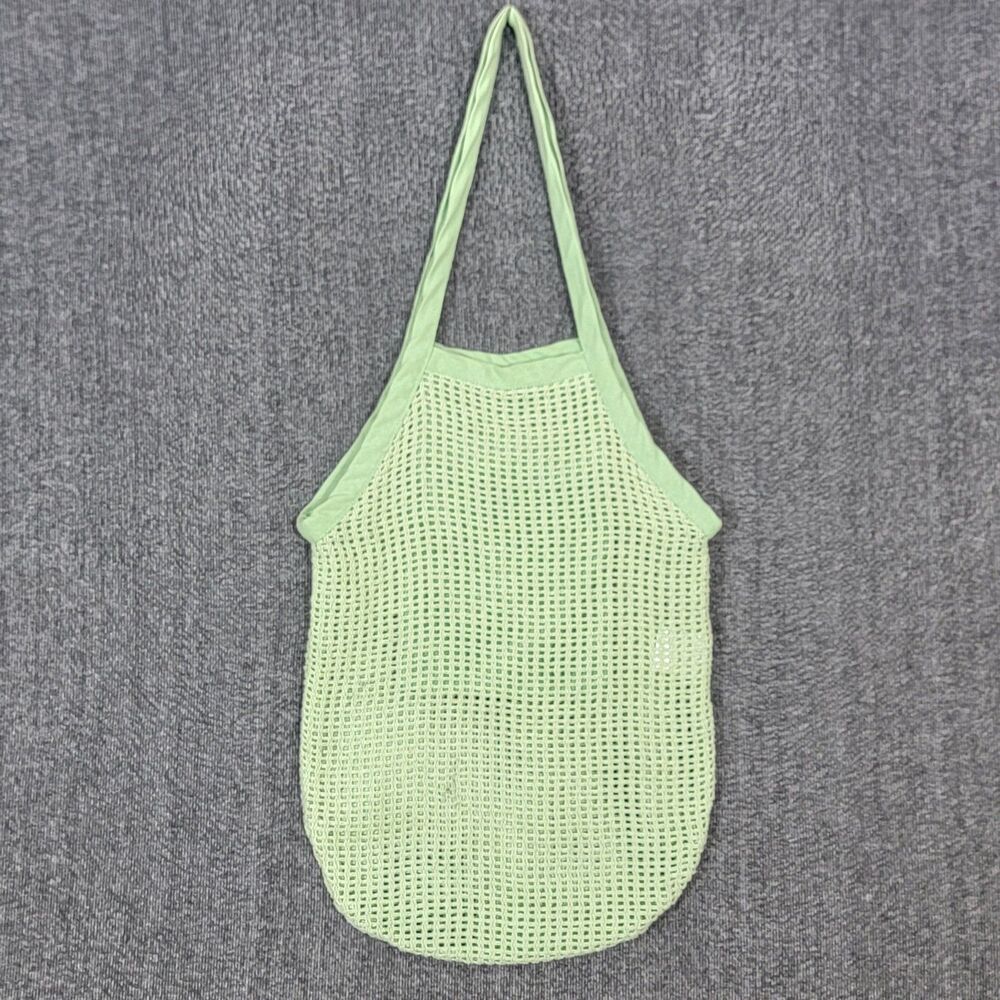 Sand Cloud Crochet Tote Green 100% Organic Cotton Mesh Boho Market Shoulder Bag - Picture 7 of 11